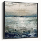 Framed canvas wall art showcasing an abstract landscape design with vibrant colors and bold brushstrokes, displayed with a sleek black frame from a side view.
