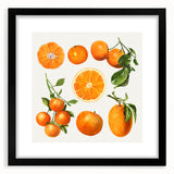 Extra large abstract art print of colorful fruits in textured style, framed in black, ideal for living room decor.