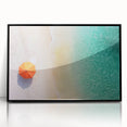 Framed acrylic artwork depicting a serene beach landscape with vibrant colors, black frame enhancing the coastal scene's beauty, ideal for home decor.