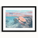 Extra large abstract art print featuring textured swirls in vibrant colors on a black framed canvas.
