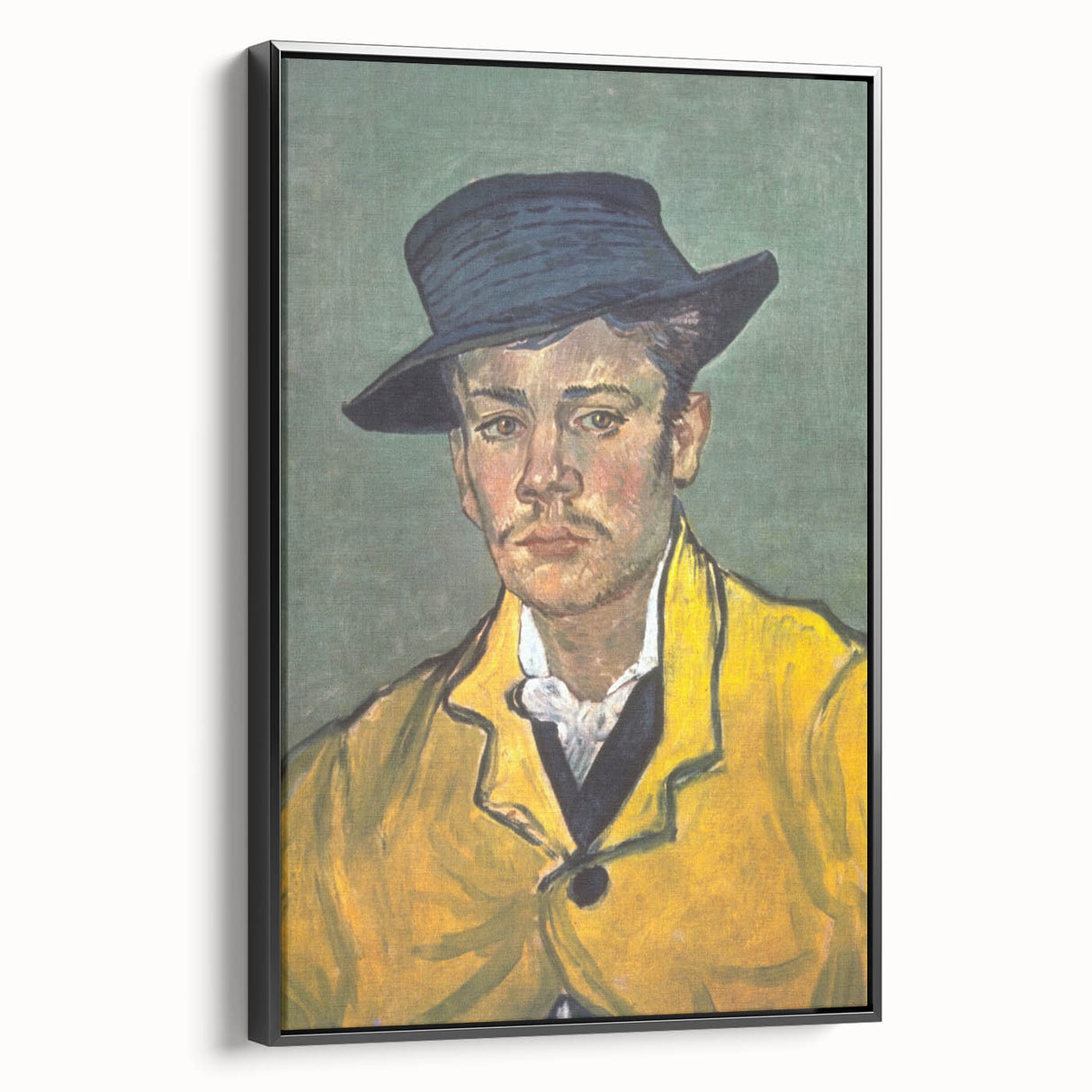 Black and white landscape art painting on a framed canvas, depicting a vintage poster style, ideal for bedroom wall art.