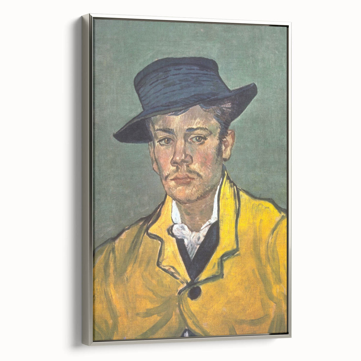 Framed canvas of a Van Gogh landscape painting, featuring vibrant colors and vintage poster style.