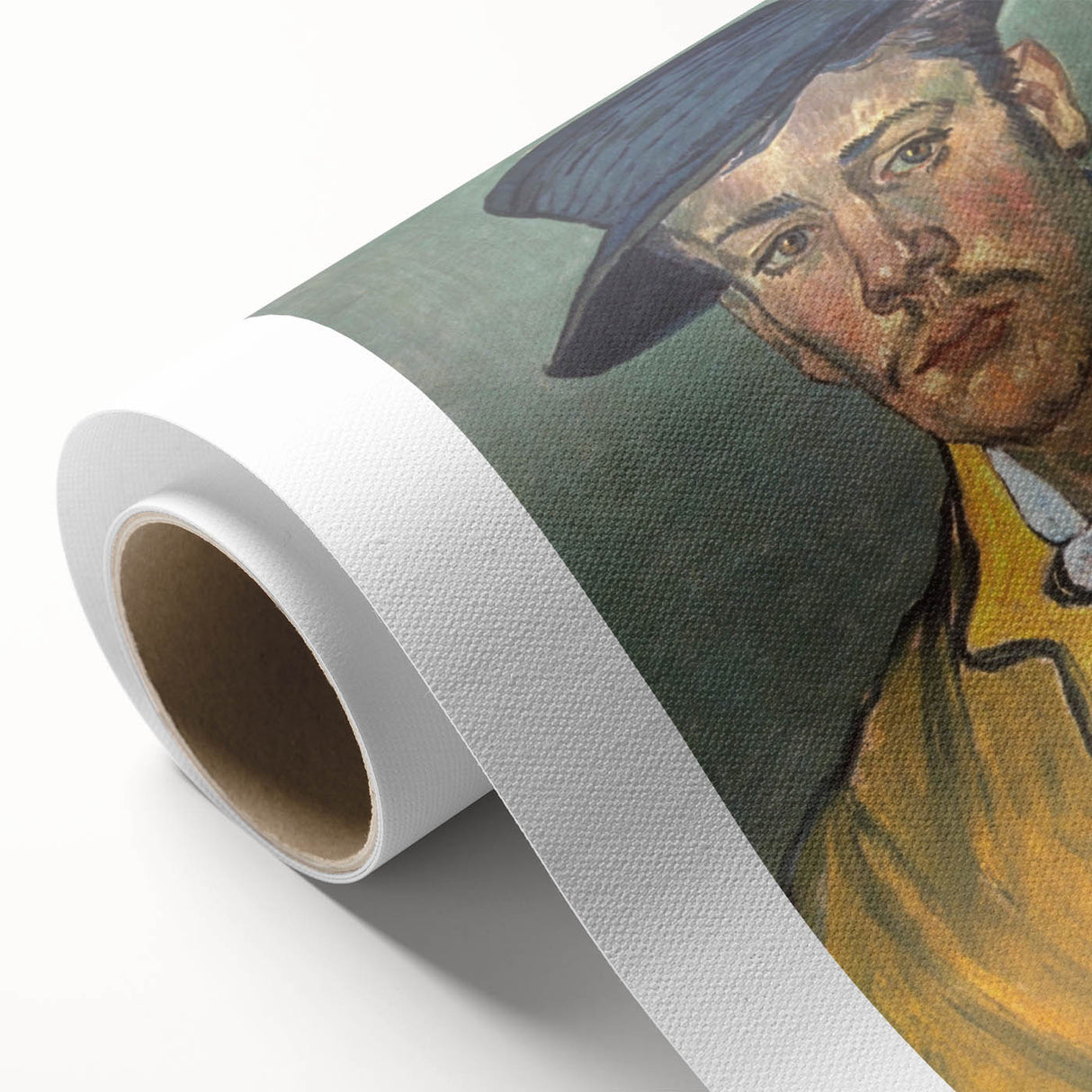 Art deco-style poster of a Van Gogh painting on rolled canvas, featuring muted pastel tones, ideal for nursery wall art.