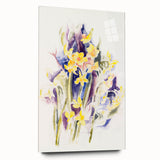 Modern Floral Wall Art - Watercolor Daffodils in Yellow & Purple