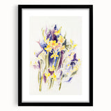 Modern Floral Wall Art - Watercolor Daffodils in Yellow & Purple