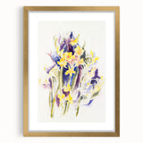 Modern Floral Wall Art - Watercolor Daffodils in Yellow & Purple