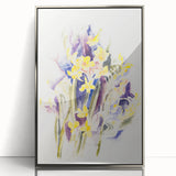Modern Floral Wall Art - Watercolor Daffodils in Yellow & Purple