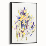 Modern Floral Wall Art - Watercolor Daffodils in Yellow & Purple