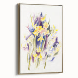 Modern Floral Wall Art - Watercolor Daffodils in Yellow & Purple
