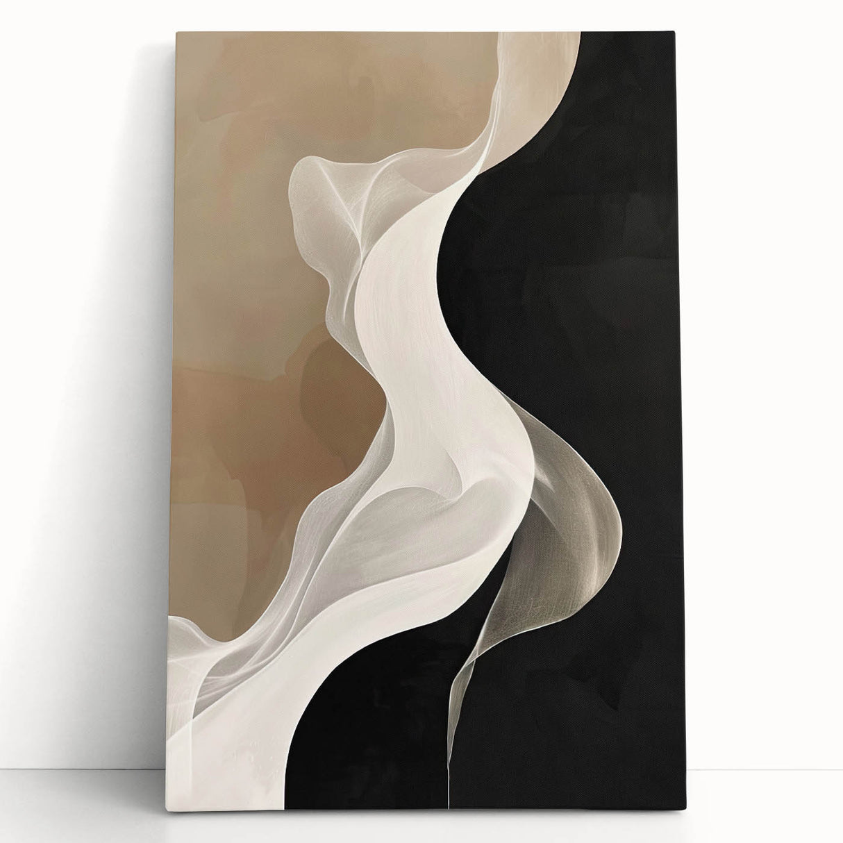 Flowing Abstract Wall Art - Elegant Black & Beige Dining Décor