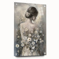Abstract figurative acrylic artwork displayed from a side view, featuring vibrant colors and unique pin details, ideal for modern interior decoration.
