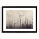 Abstract floral wall art framed in black with a white mat, showcasing colorful blooms in a modern design, perfect for home decor enhancement.