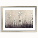 Abstract floral wall art framed with a silver mat, showcasing vibrant colors and intricate details, ideal for enhancing home decor in contemporary spaces.