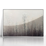 Framed acrylic wall art featuring a vibrant abstract floral design with soft pastel colors, ideal for modern home decor, enhancing any living space ambiance.