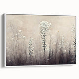 Framed canvas artwork showcasing an abstract floral design in vibrant colors, displayed from a side view against a white background, highlighting its elegant structure and modern aesthetic. Ideal for home decor and art enthusiasts looking to enhance their living space with contemporary style.