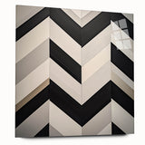 Abstract geometric acrylic glass artwork showcasing a side view with vibrant colors and sleek design, perfect for modern home decor or office spaces.