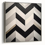 Abstract geometric framed canvas artwork showcasing a silver color palette, highlighting sharp angles and modern design elements, ideal for contemporary decor.