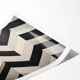 Abstract geometric rolled print showcasing vibrant colors and intricate patterns, beautifully packaged in a protective cardboard tube for easy transport and display.