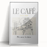 Art deco poster featuring a stylized cocktail glass in black and gold on a white acrylic framed print.