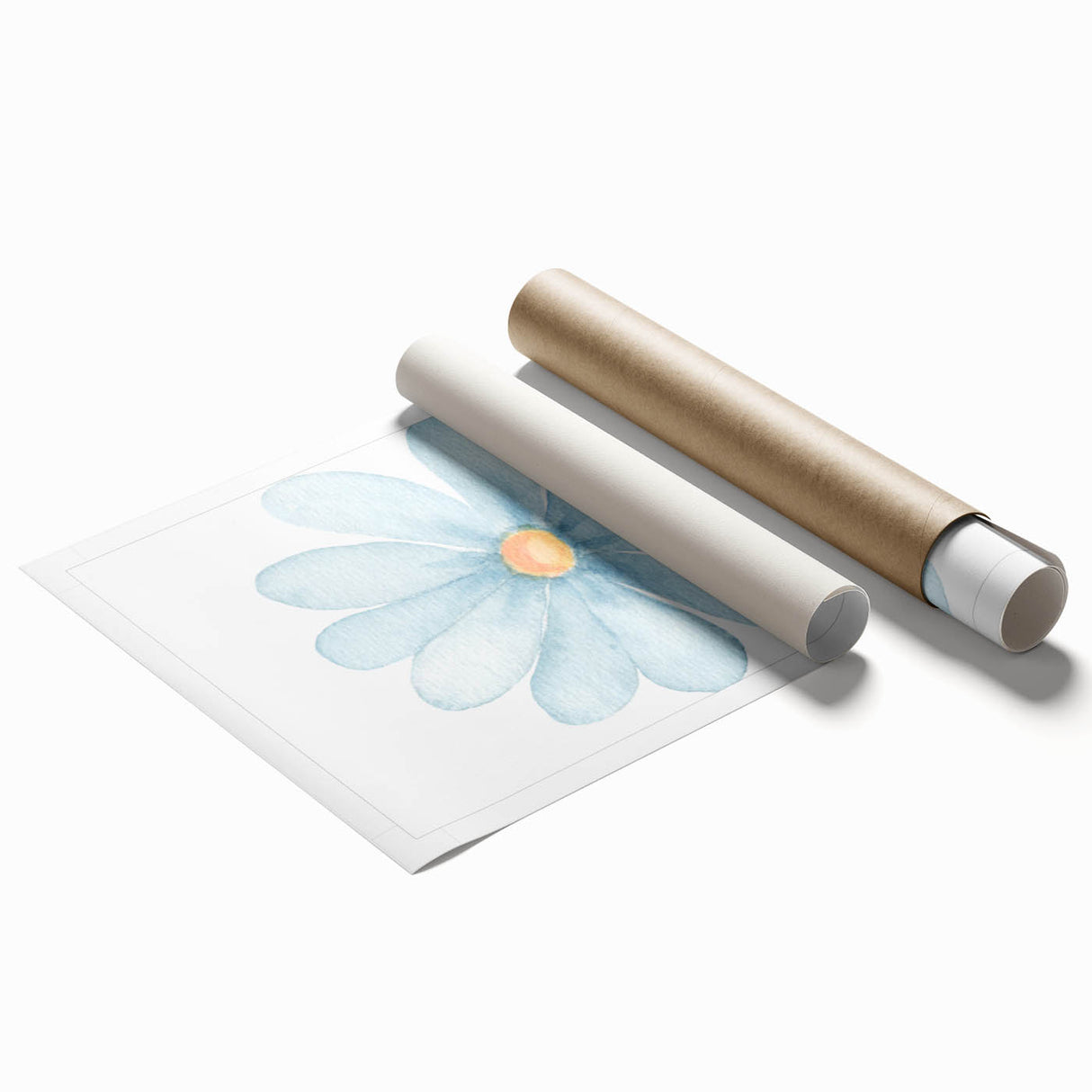 Blue Daisy Watercolor Print - Playroom Wall Art for Kids