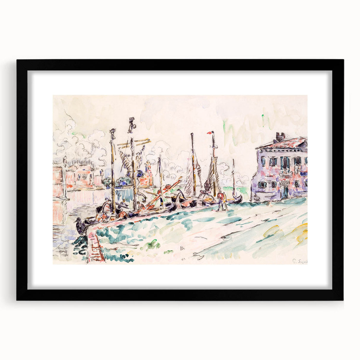 Venetian Serenity: Modern Wall Art - Abstract Waterfront Scene