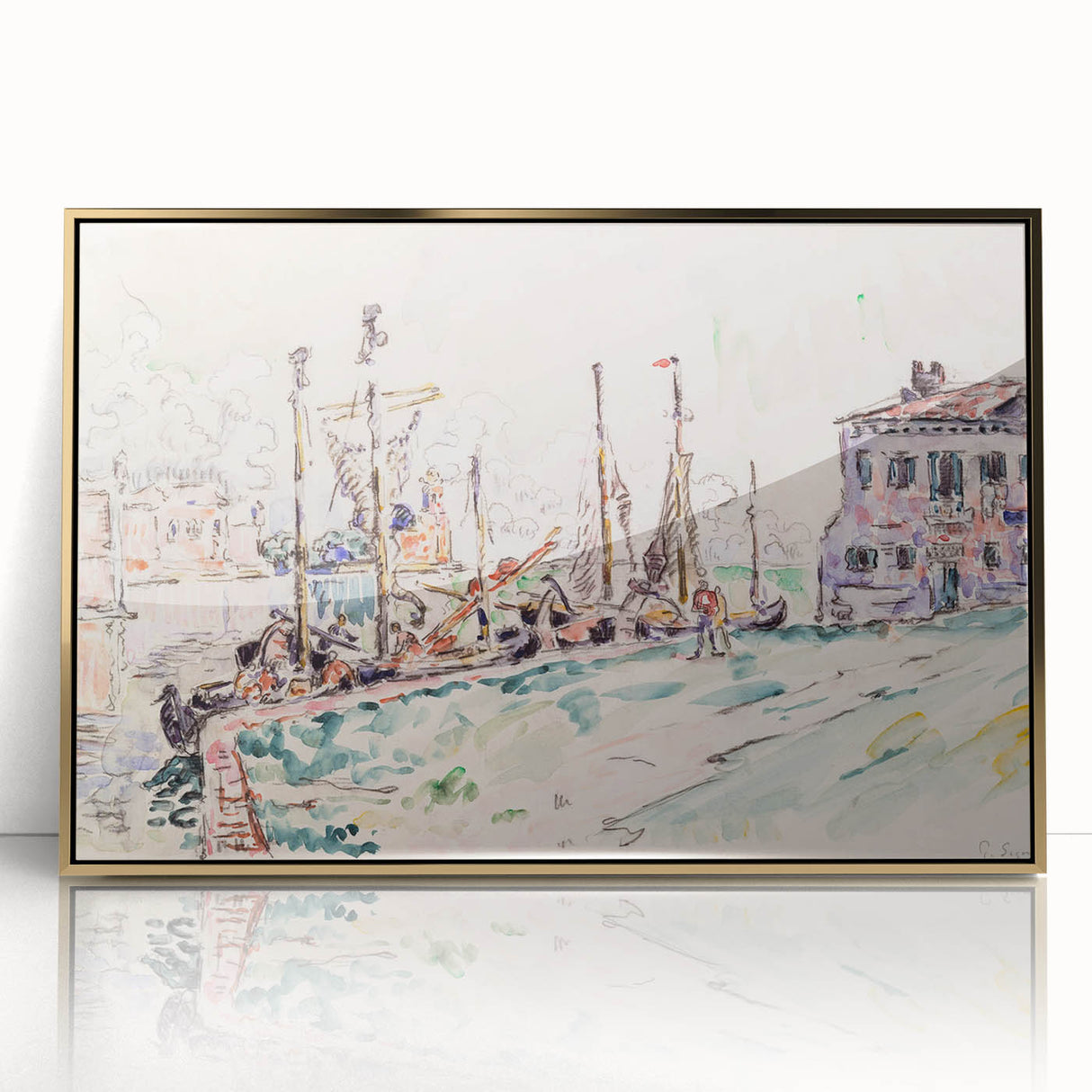 Venetian Serenity: Modern Wall Art - Abstract Waterfront Scene