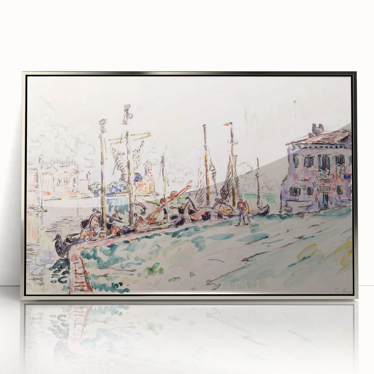 Venetian Serenity: Modern Wall Art - Abstract Waterfront Scene