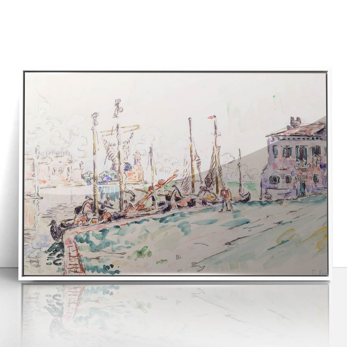 Venetian Serenity: Modern Wall Art - Abstract Waterfront Scene