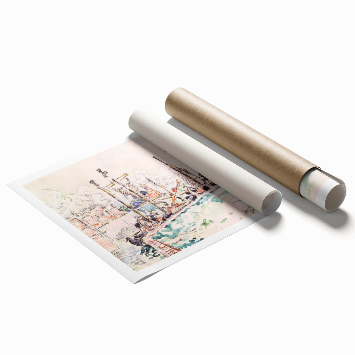 Venetian Serenity: Modern Wall Art - Abstract Waterfront Scene