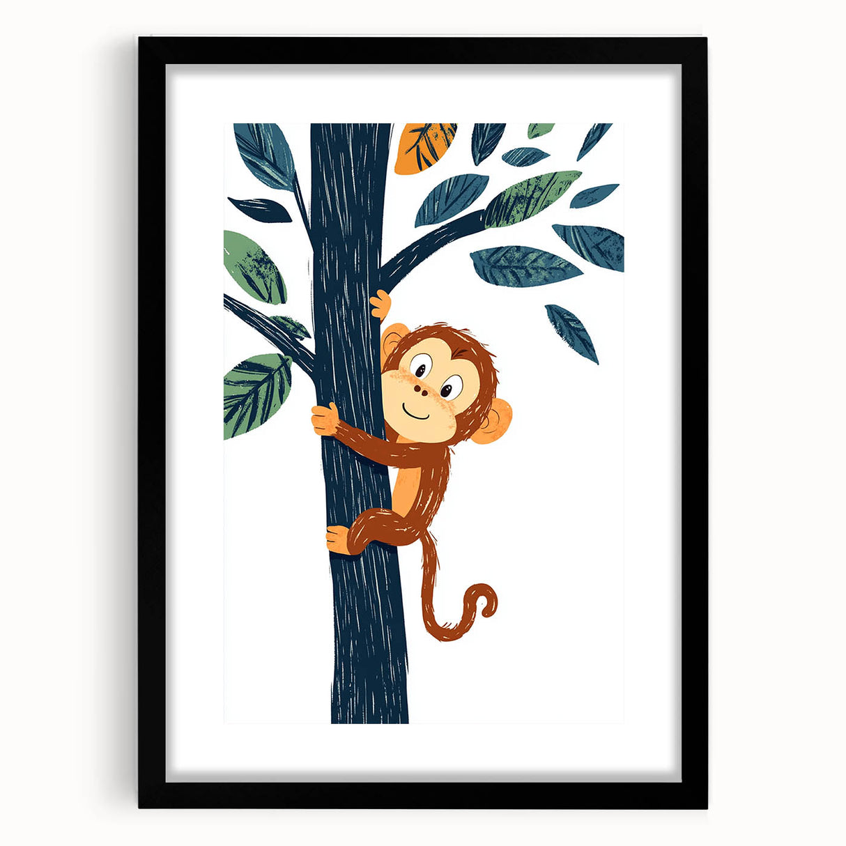 Playroom Wall Art - Playful Monkey Kids Room Art for Boys