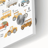 A-Z Vehicles Kids Educational Wall Art - Learning Poster for Classrooms