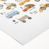 A-Z Vehicles Kids Educational Wall Art - Learning Poster for Classrooms