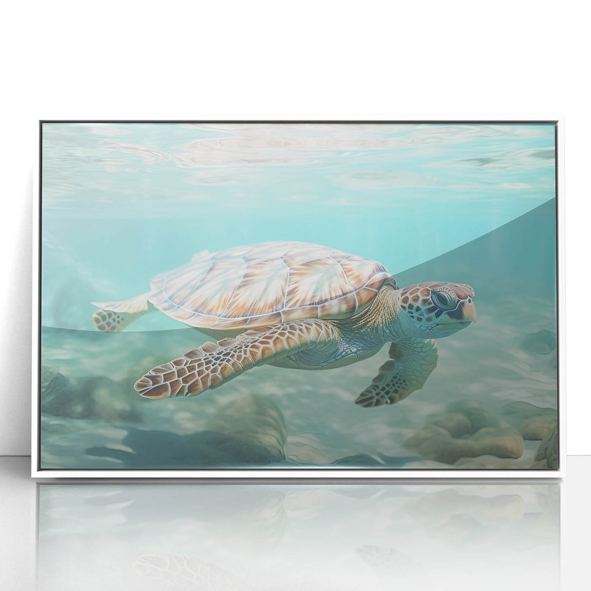 Art deco poster featuring a stylized summer scene in pastel shades on white acrylic, ideal for nursery wall art.