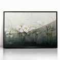 Framed abstract floral wall art in black acrylic, showcasing vibrant colors and intricate designs, perfect for modern home decor. Ideal for enhancing living spaces or offices with artistic flair.