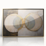 Abstract geometric framed acrylic art piece in gold, showcasing a modern design with sharp angles and vibrant hues, ideal for contemporary home decor.