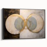Abstract geometric framed canvas artwork showcasing a striking black design, viewed from the side, highlighting its modern aesthetic and sleek finish. Ideal for contemporary decor.
