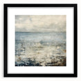 Abstract landscape wall art framed in black with a white mat, showcasing earthy tones and fluid shapes, perfect for modern home decor.