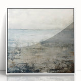 Framed abstract landscape wall art featuring vibrant colors and fluid shapes, set in a sleek white frame, perfect for modern home decor.