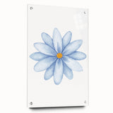 Watercolor Blue Daisy Print - Nursery Wall Art for Kids