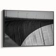 Framed landscape canvas artwork depicting a serene bridge scene in muted colors, showcasing intricate details of the bridge and surrounding nature, ideal for home decor.