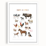Farm Animals Kids Educational Wall Art - Learning Poster for Classrooms
