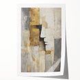 Abstract figurative rolled print showcasing vibrant colors and dynamic shapes, meticulously crafted for modern decor, packaged securely in a protective tube.