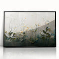 Framed abstract floral wall art featuring vibrant colors in a contemporary black frame, showcasing intricate details and modern design elements to enhance any decor.