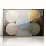 Framed acrylic artwork featuring an abstract geometric design in gold and black, ideal for modern home decor, adding a touch of elegance to any space.