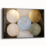 Abstract geometric framed canvas art showcasing bold black and white shapes with a modern aesthetic. Ideal for contemporary home decor or office spaces, enhancing visual appeal.