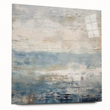 Abstract landscape wall art displayed on acrylic glass, showcasing vibrant colors and smooth edges, ideal for modern home decor. The side view highlights its sleek design, making it a striking focal point for any room.