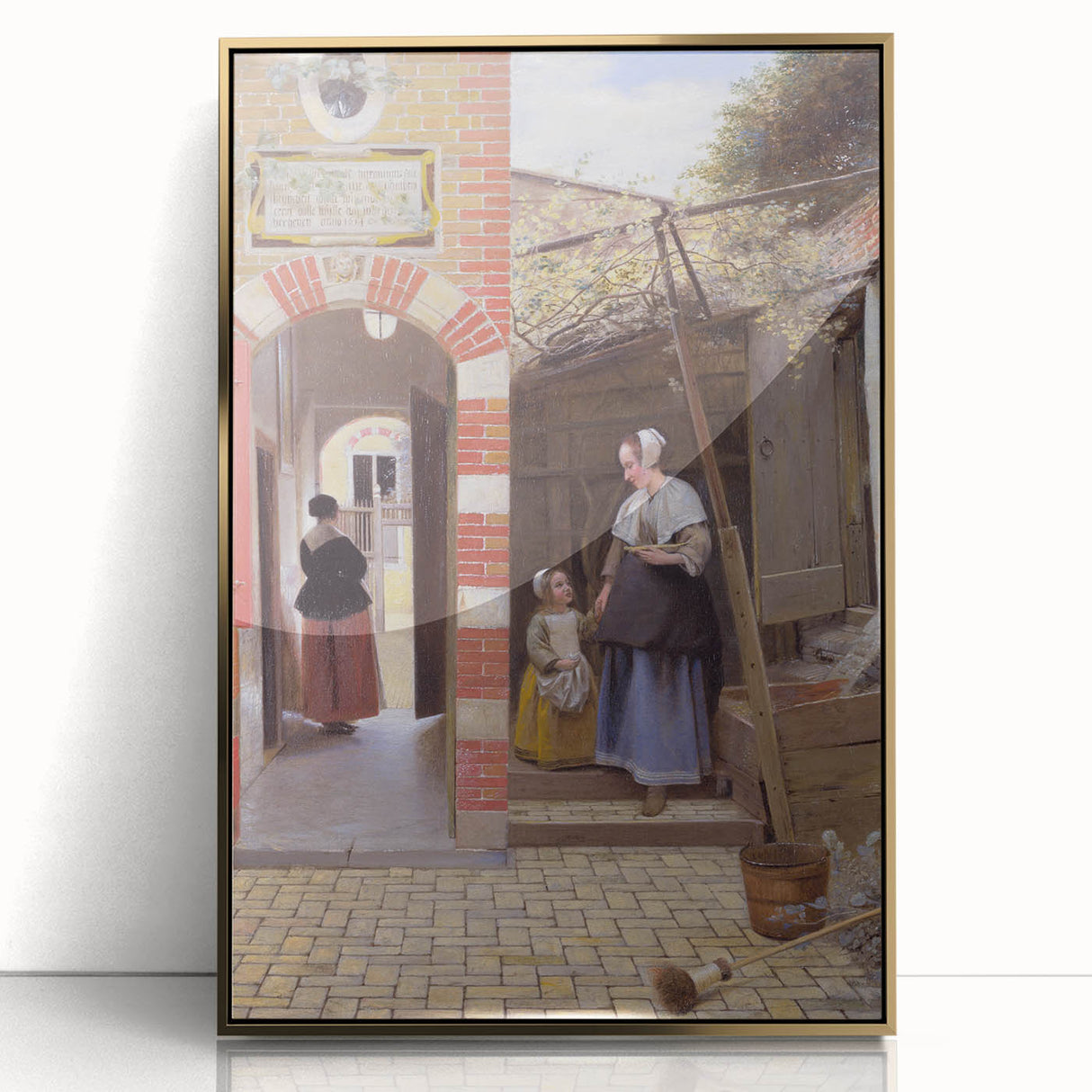 Historical Art - Baroque Courtyard Scene with Mother and Child