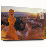 Landscape acrylic design showcasing vibrant canyons in a side view, elegantly mounted with pins for display. Ideal for modern home decor and art enthusiasts.