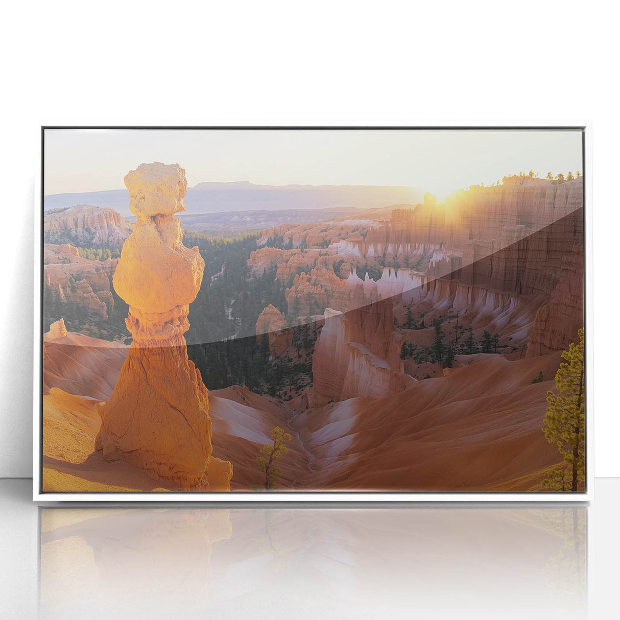 Framed acrylic landscape artwork showcasing vibrant canyons in rich colors, perfect for enhancing home decor with a natural scenic view. Ideal for art lovers.