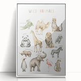 Wild Animals Kids Educational Wall Art - Learning Poster for Classrooms